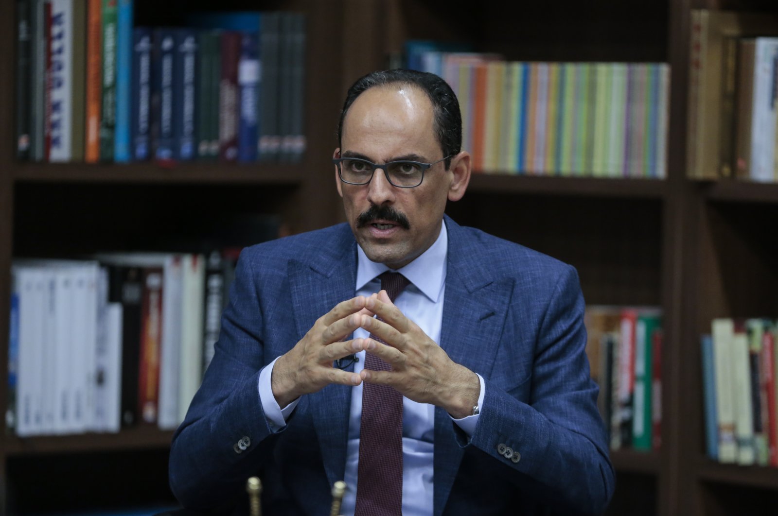 Presidential Spokesman Ibrahim Kalın comments on the recent developments in Libya and the Eastern Mediterranean in an interview with Anadolu Agency (AA), July 8, 2020. (AA Photo)