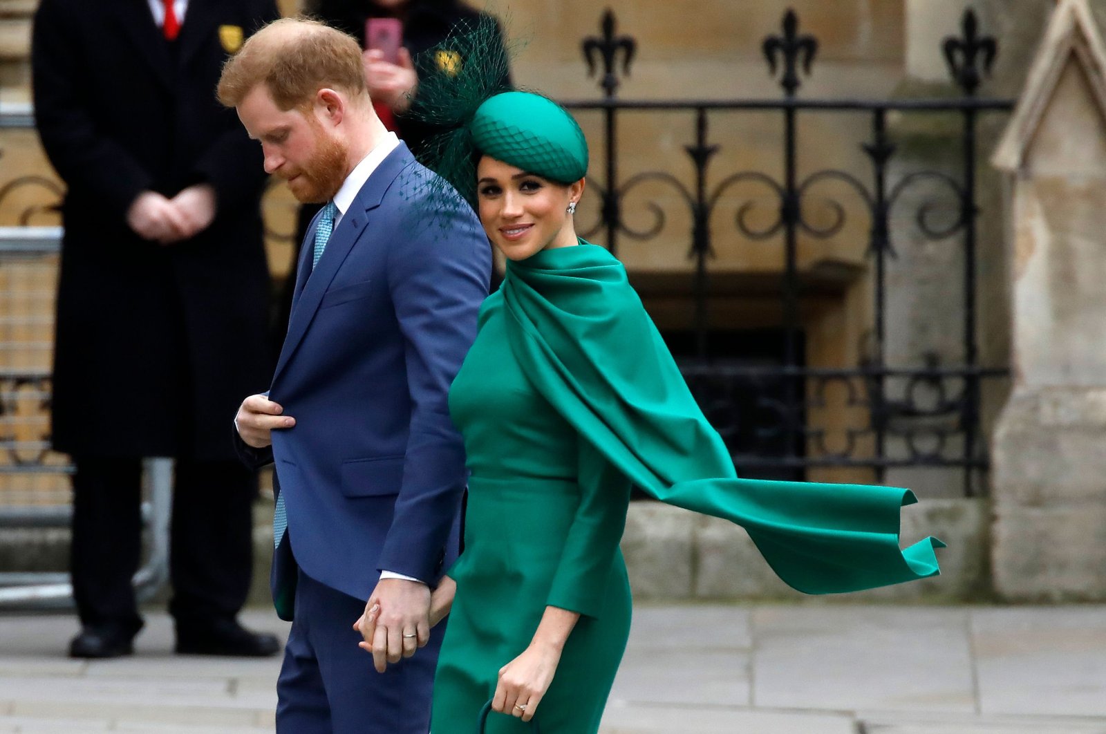Britain's Prince Harry, Duke of Sussex, (L) and Meghan, Duchess of Sussex arrive to attend the annual Commonwealth Service at Westminster Abbey in London, March 9, 2020. (AFP Photo)
