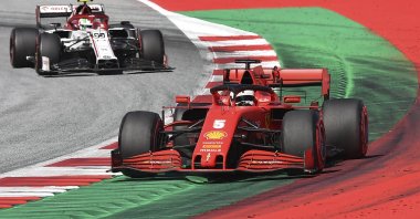 Ferrari driver Sebastian Vettel steers his car during the Austrian Formula One Grand Prix in Spielberg, Austria, July 5, 2020. (AP Photo)