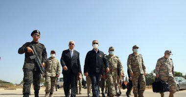 Turkish Defence Minister Hulusi Akar along with the Interior Minister of (GNA) Fathi Bashaga inspecting the situation on the field, the Turkish-Libyan joint operation center in Libya. (On July 5th - Anadolu Agency)