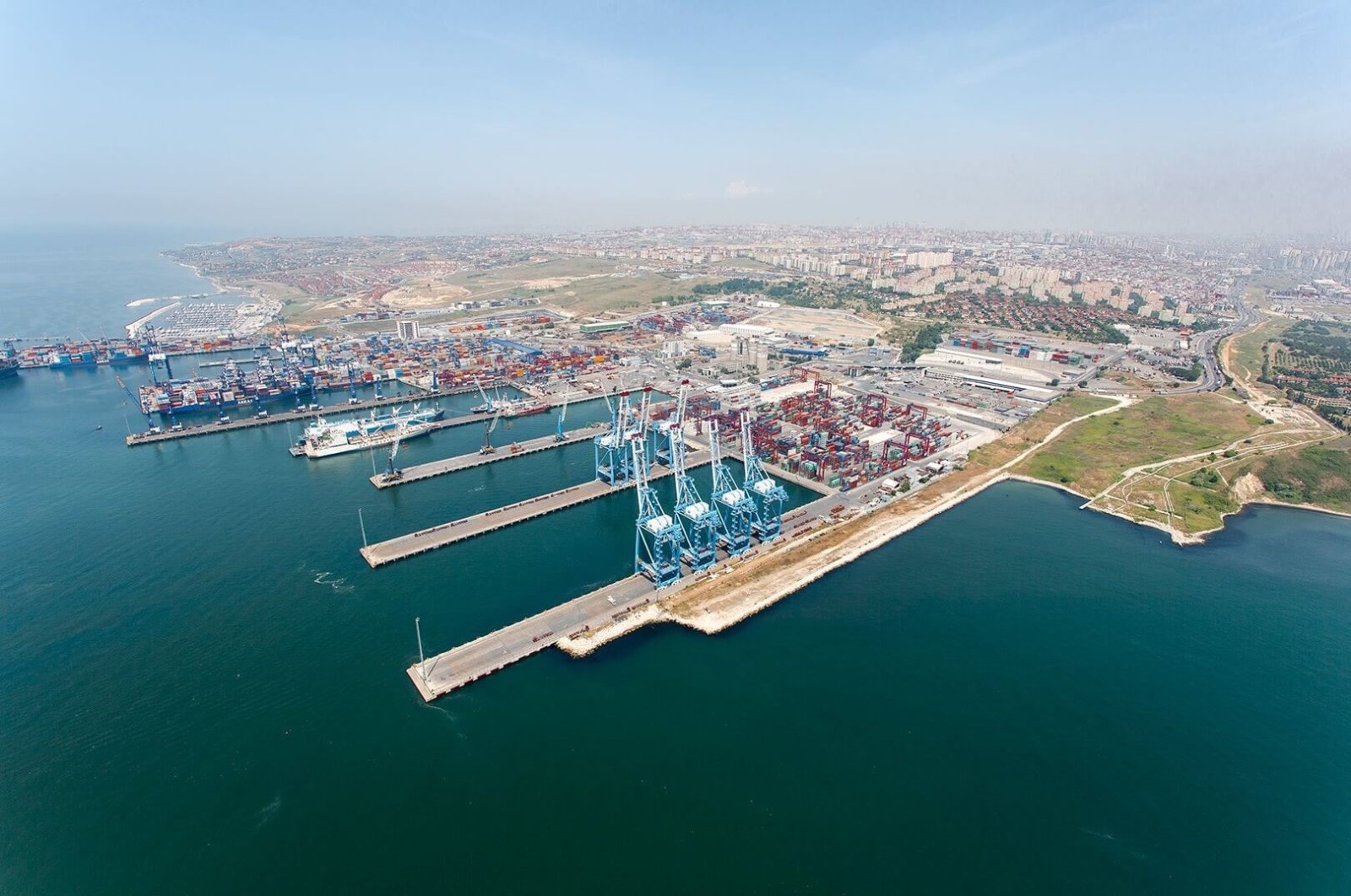 Containers and ships are seen at Kumport, one of Turkey's largest ports, in Istanbul. (Photo courtesy of Kumport)