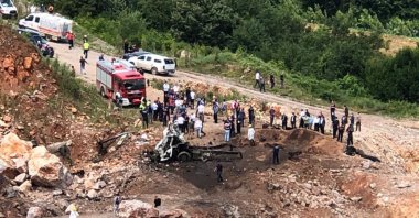 The scene after a second explosion near quarries in Sakarya province killed three soldiers, July 9, 2020. (DHA Photo)