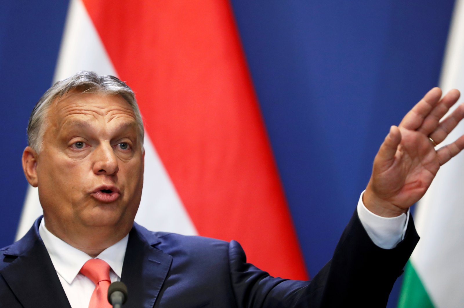 Hungarian Prime Minister Viktor Orban holds a joint news conference with Slovak Prime Minister Igor Matovic (not pictured) in Budapest, Hungary, June 12, 2020. (Reuters Photo)
