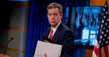 Ambassador at Large for International Religious Freedom, Sam Brownback, departs after speaking during a news conference at the State Department in Washington, D.C., June 10, 2020. (AFP Photo)
