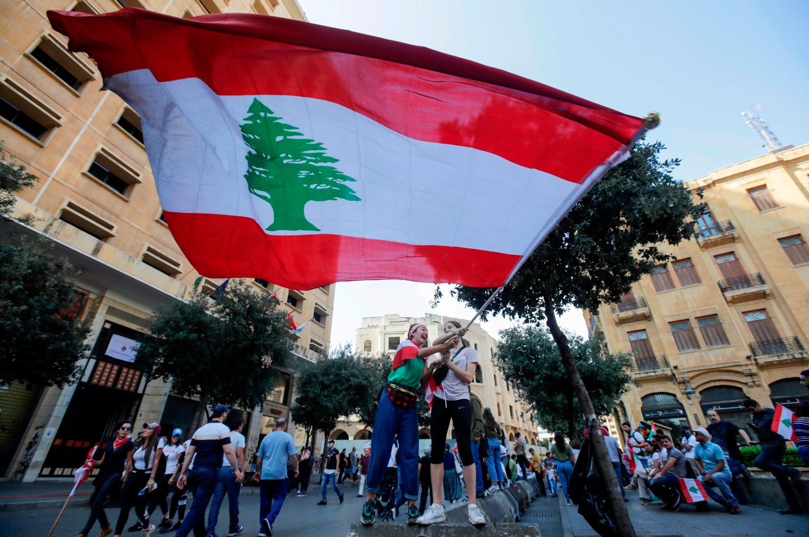 Lebanese protesters rally in downtown Beirut, Lebanon, Oct. 20, 2019. (AFP Photo)