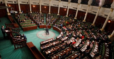 Tunisia's then-prime minister designate Elyes Fakhfakh speaks at the Assembly of People's Representatives in Tunis, Tunisia, Feb. 26, 2020. (Reuters Photo)