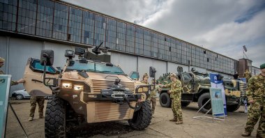 Nurol Makina's armored land vehicles are exhibited at an event in Hungary alongside those of other manufacturers on a purchasing stage at Budaors Airport, Budapest, Hungary, May 20, 2019. (Photo by Hungarian Armed Forces via AA)