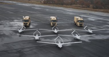 Bayraktar TB2 armed drones in a file photo from Feb. 2, 2019. (Photo by Baykar Makina via AA)