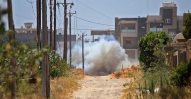 A landmine is exploded during Turkish demining operations in the Salah al-Din area, south of the Libyan capital Tripoli, June 15, 2020. (AFP Photo)