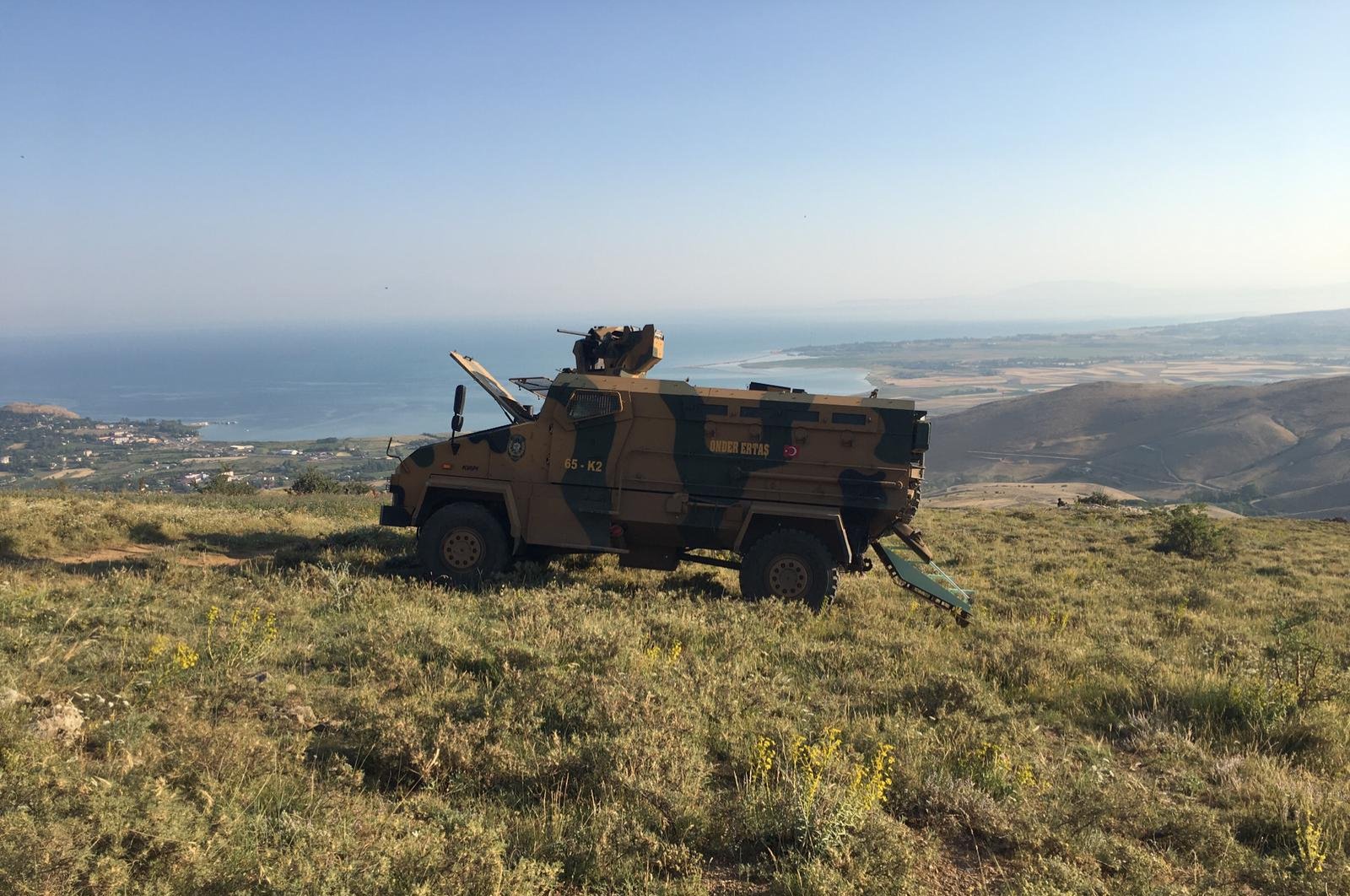 A Turkish military vehicle is seen at Mount Artos in eastern Van province on Thursday, July 16, 2020 (DHA Photo)