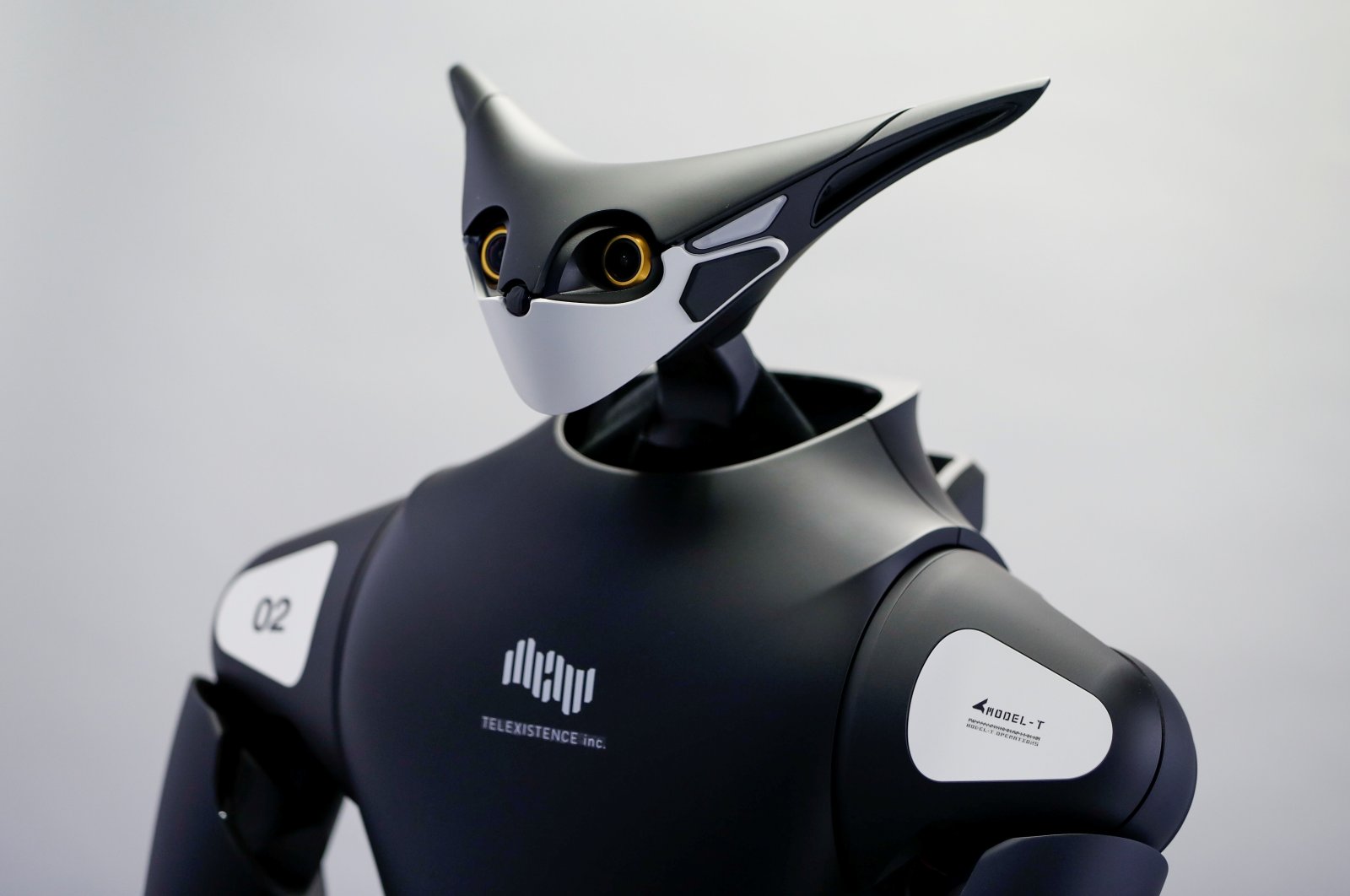 Telexistence's shelf-stocking avatar robot, designed to resemble a kangaroo and developed to work in a convenience store, is seen during a photo opportunity ahead of its unveiling in Tokyo, Japan on July 3, 2020. (Reuters Photo)