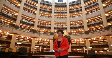 Artist Hülya Koçyiğit stands inside the Presidential Library in Ankara, Turkey, July 14, 2020. (AA Photo)