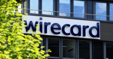 The logo of Wirecard is pictured at its headquarters in Aschheim, near Munich, Germany, July 1, 2020. (Reuters Photo)