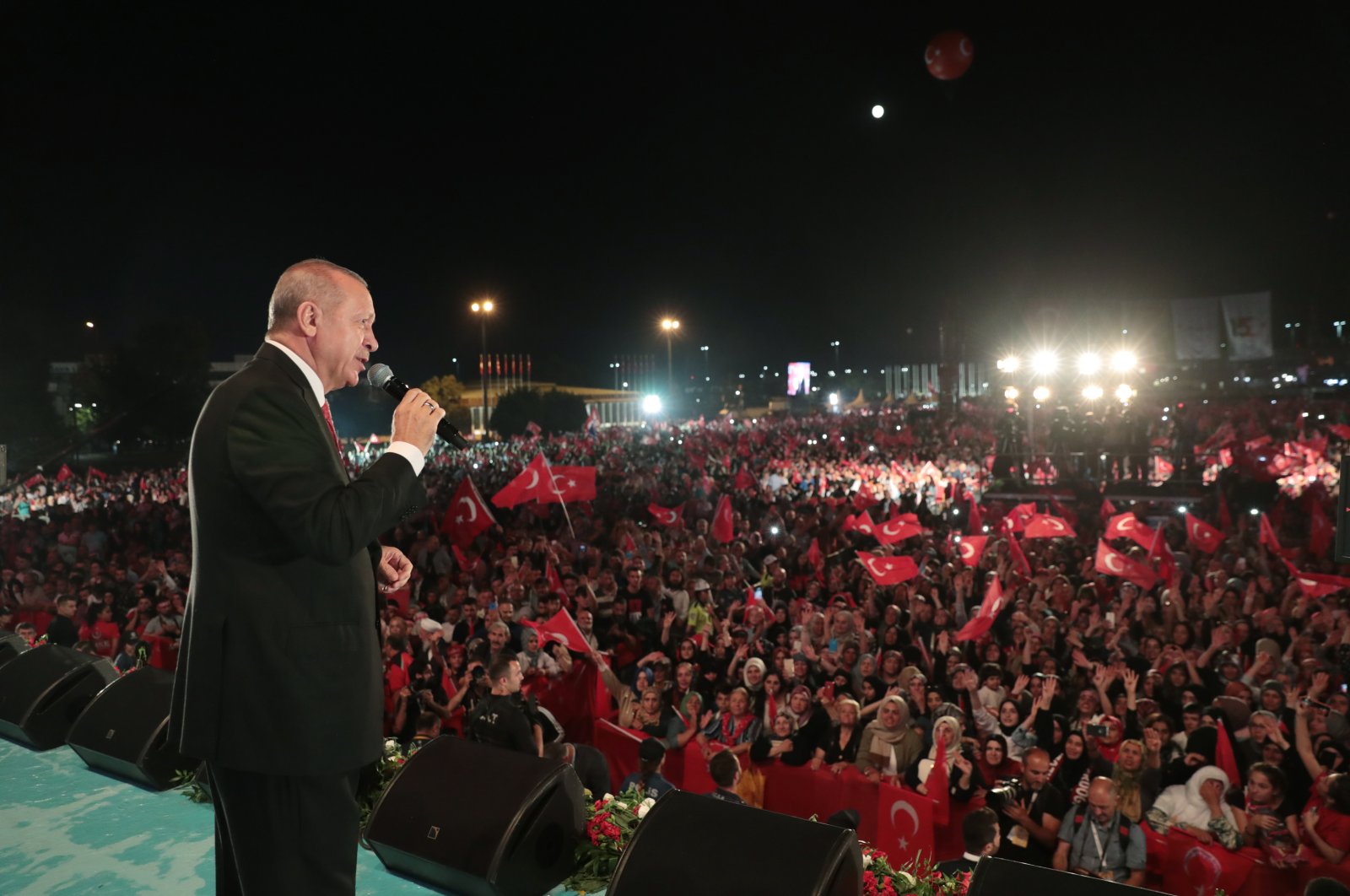President Recep Tayyip Erdoğan speaks during a rally against the FETÖ-led coup attempt, Istanbul, July 15, 2019. (AA Photo)