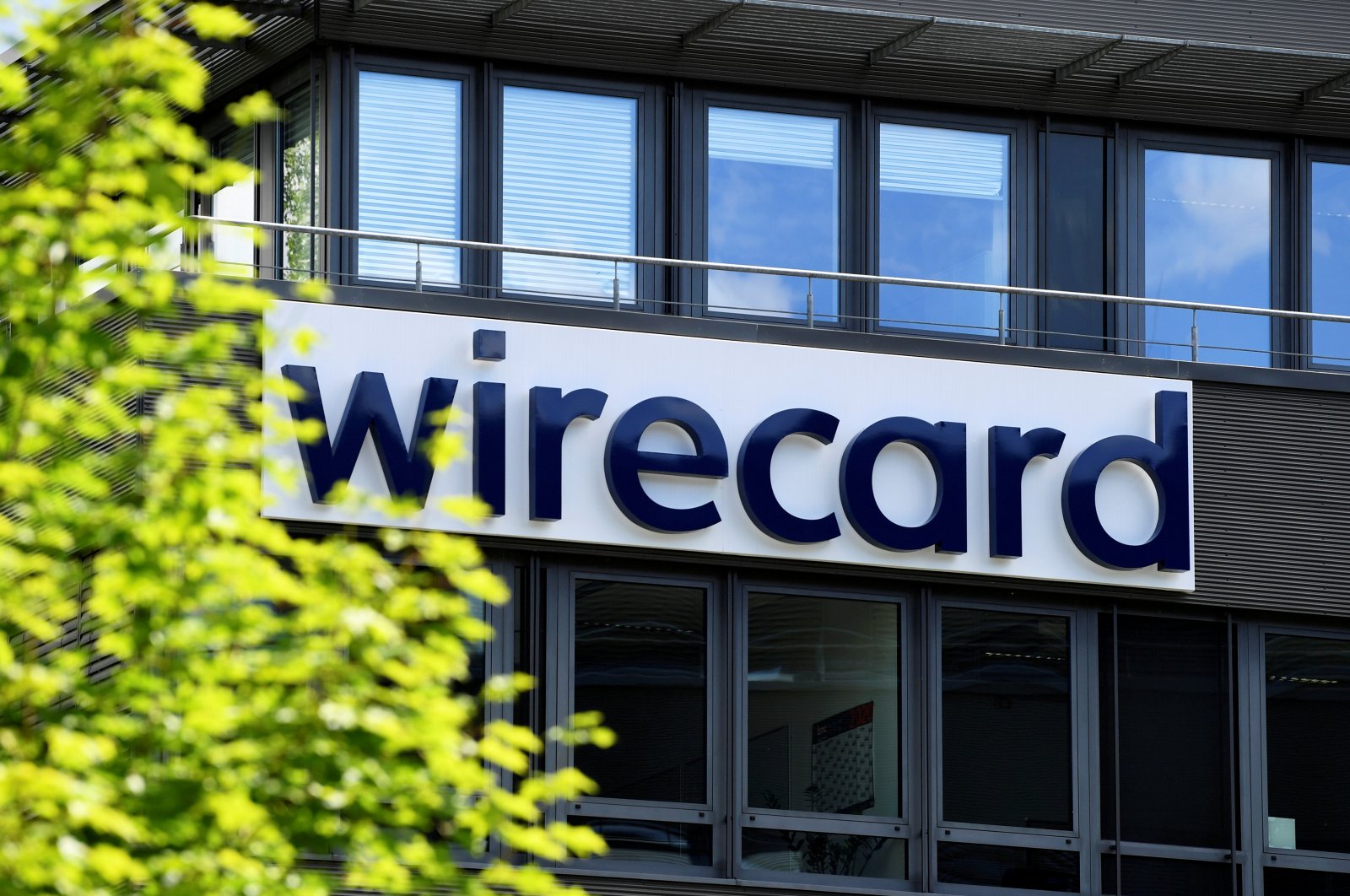 The logo of Wirecard is pictured at its headquarters in Aschheim, near Munich, Germany, July 1, 2020. (Reuters Photo)