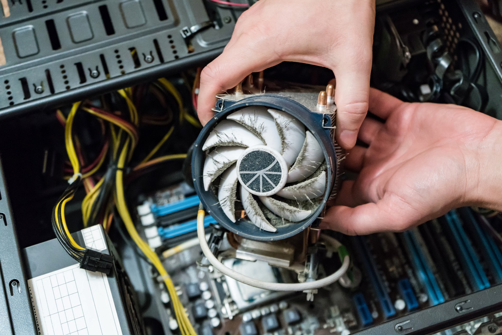 If your computer fan looks grimy like this, it might be time for a more thorough clean to keep it running smoothly. (iStock Photo)