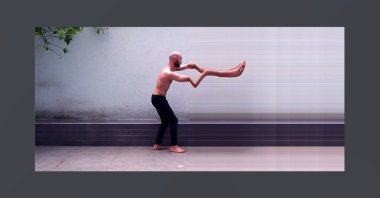 A still shot from Balkan Karışman, "through the slit," video, 4m36s, 2020.