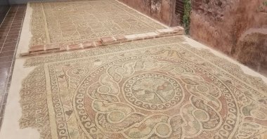 The mosaic is considered to have ornamented a chapel's floor in Amasya province, northern Turkey, July 20, 2020. (DHA Photo)