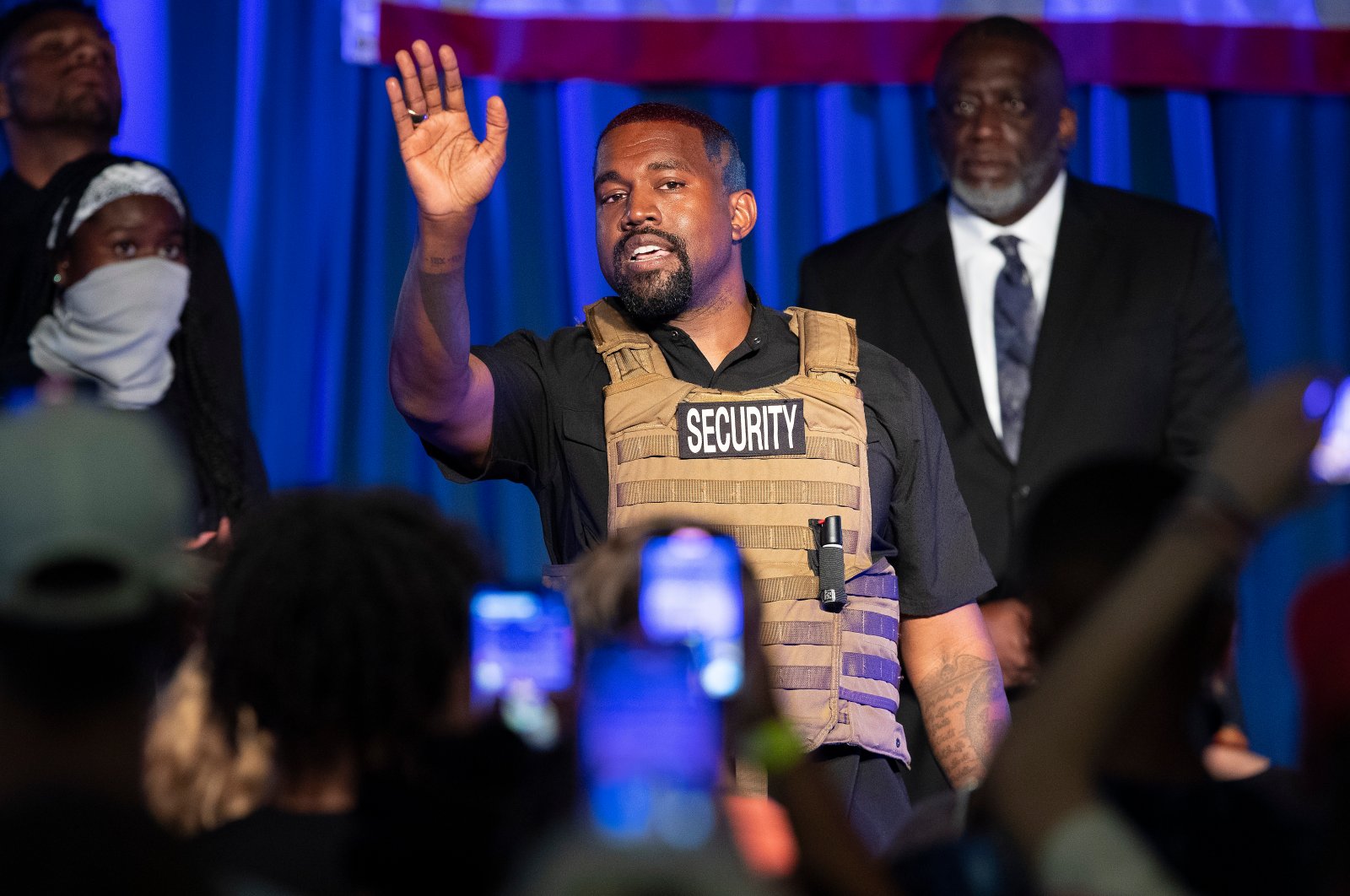 Kanye West makes his first presidential campaign appearance, North Charleston, South Carolina, U.S., July 19, 2020. (AP Photo)