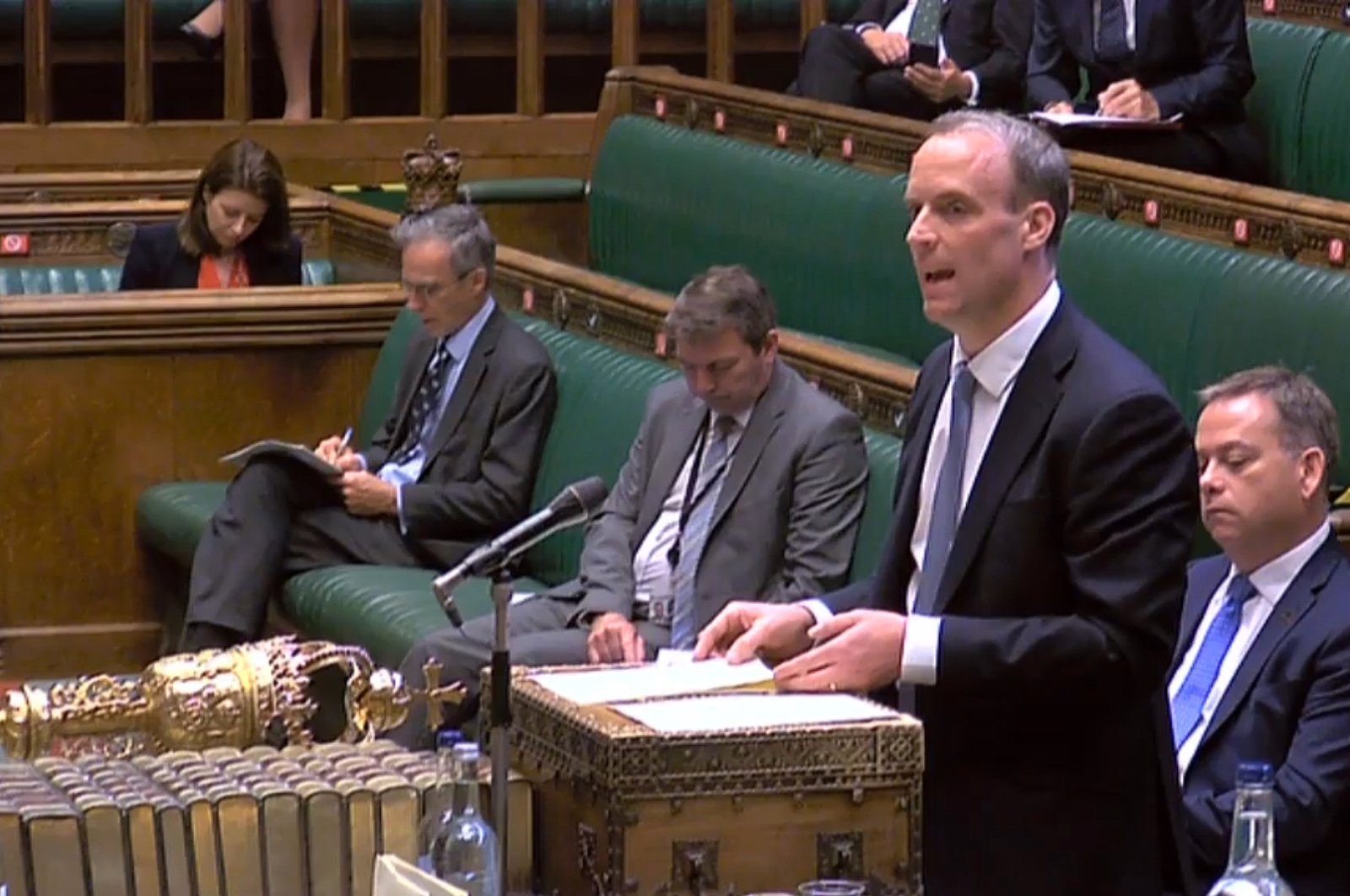 Britain's Foreign Secretary Dominic Raab makes a statement in the House of Commons in London, Britain, July 20, 2020. (AFP Photo)