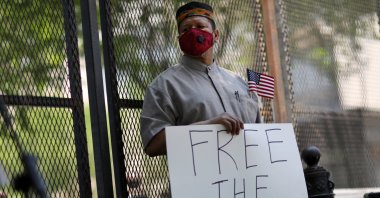 Imam Talib Shareef waits to speak as he gathers with others near the White House to call on the U.S. government to respond to China's alleged abuses of a Muslim ethnic minority called the Uighurs, near the White House in Washington, U.S. July 3, 2020. (Reuters Photo)