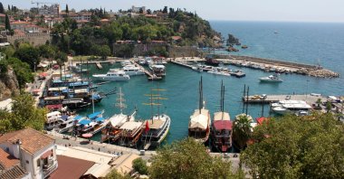 Boats sit anchored at a port in Antalya, southern Turkey, Aug. 28, 2018. (DHA Photo) 