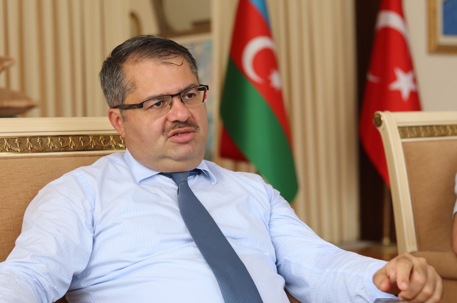 Azerbaijan's Ambassador to Turkey Khazar Ibrahim in an exclusive interview with Daily Sabah at the embassy in Ankara, Turkey, July 20, 2020. (Daily Sabah)