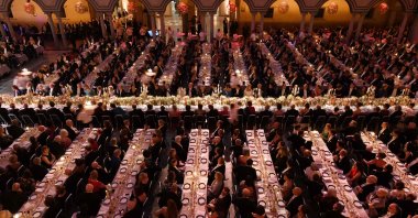 This file photo taken on December 10, 2019 shows guests waiting for the desserts during royal banquet to honour the laureates of the Nobel Prize 2019 following the Award ceremony in Stockholm, Sweden. (AFP Photo)