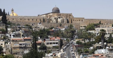 A general view of the Palestinian neighborhood of Silwan in east Jerusalem below the Al-Aqsa mosque compound, July 1, 2020. (AP Photo)