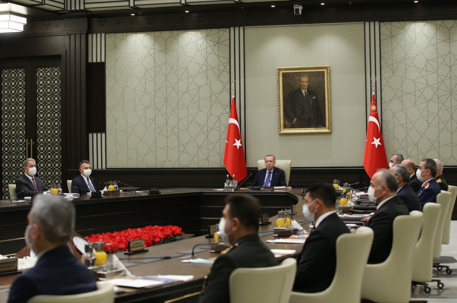 President Recep Tayyip Erdoğan and Ministers during the MGK meeting in Ankara's Presidential Complex, July 22, 2020 (AA Photo)