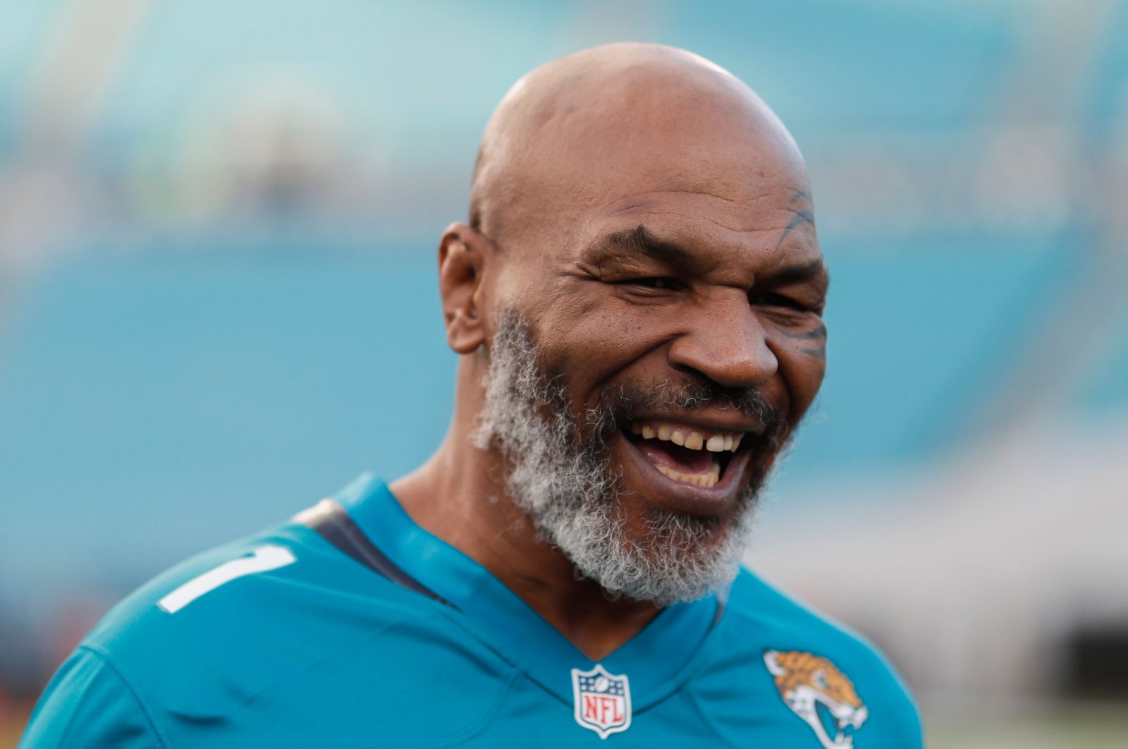 Former world heavyweight champion Mike Tyson before the start of the Tennessee Titans at Jacksonville Jaguars in Jacksonville, Florida on Sept. 19, 2019. (AFP Photo)