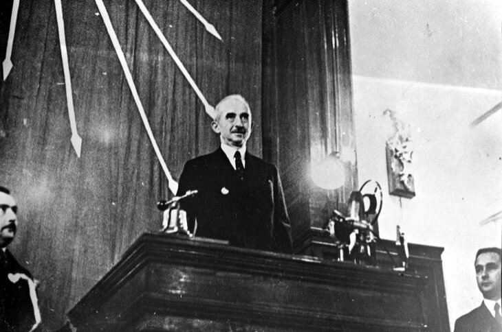 Ismet Inönü at the congress of the Republican People's Party in the late 1930s.