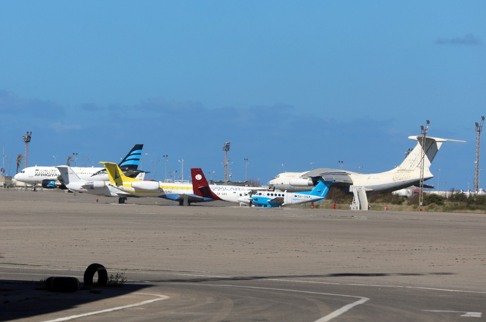 Airplanes are seen at Mitiga International Airport, Tripoli, Libya, April 8, 2019. (Reuters Photo)