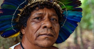 A member of Brazil's indigenous Guarani people looks on in an unknown location, Oct. 2, 2019. (MarkAlbini.com/Instagram @m_albini/Handout via Reuters)
