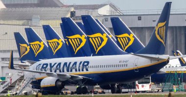 Ryanair passenger jets sit on the tarmac at the Dublin airport, March 23, 2020.(AFP Photo)