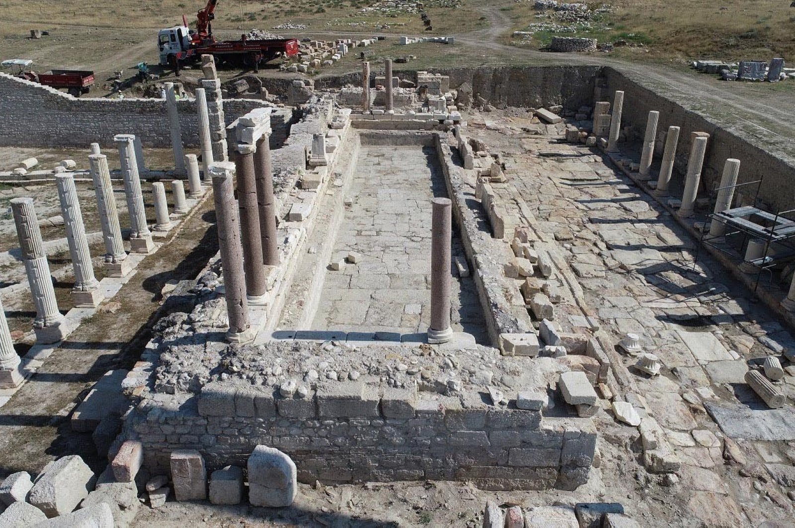 A general view of the monumental fountain, estimated to date back to the second century A.D, in the ancient city of Tripolis, Denizli, western Turkey, July 24, 2020. (DHA Photo)