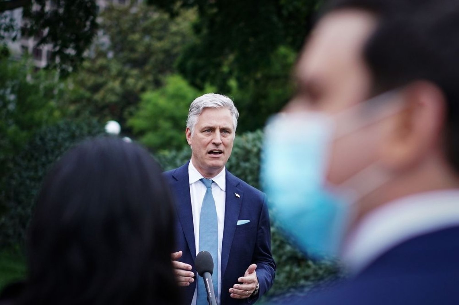 Robert O'Brien speaks to reporters outside of the West Wing of the White House, Washington, D.C., May 21, 2020. (AFP Photo) 