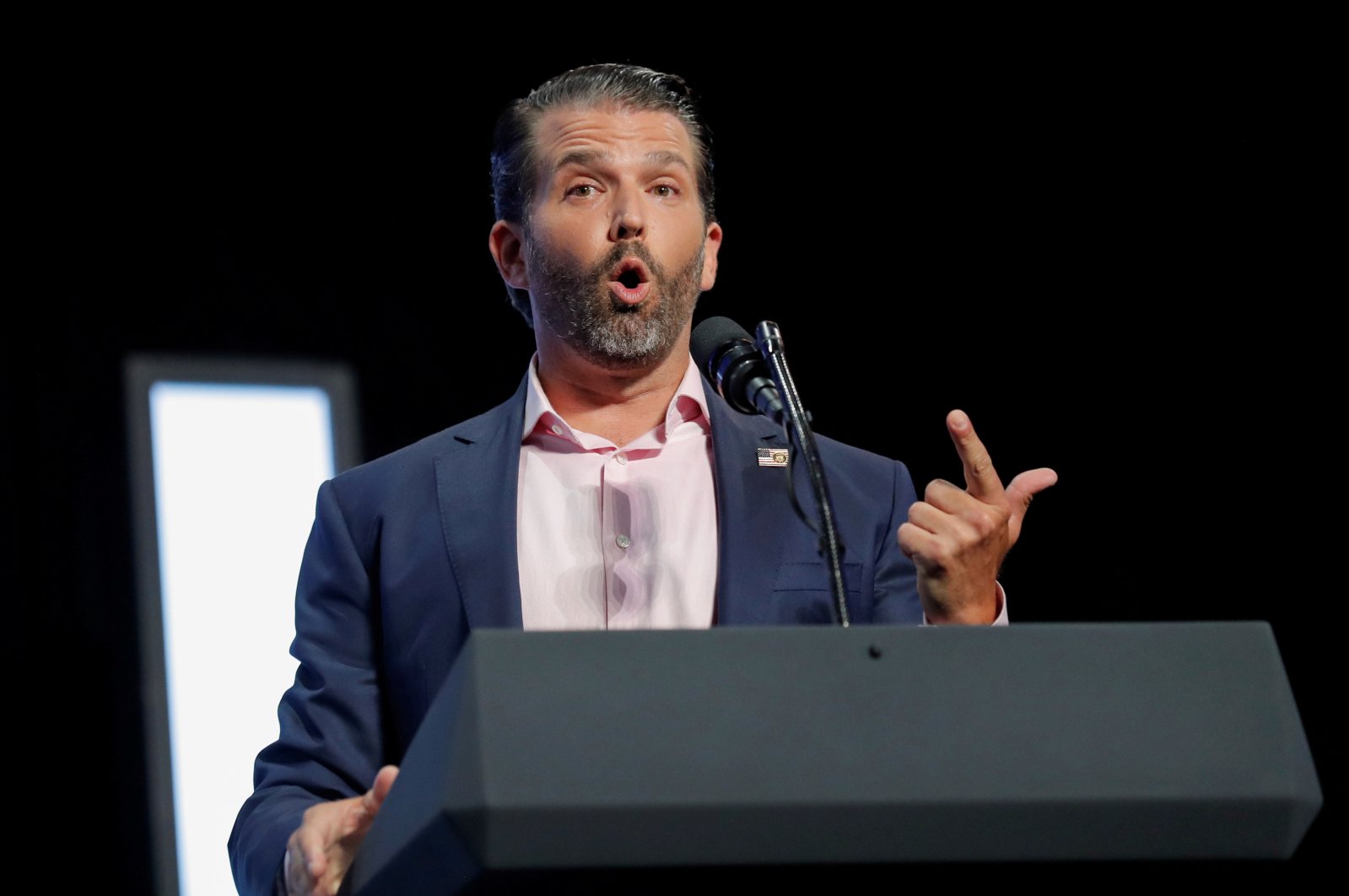 Donald Trump Jr. speaks to young people waiting to hear his father, U.S. President Donald Trump, at the Dream City Church in Phoenix, Arizona, U.S., June 23, 2020. (Reuters Photo)