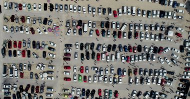 Used cars fill a used vehicle market in northwestern Bursa province, Turkey, July 26, 2020. (IHA Photo)