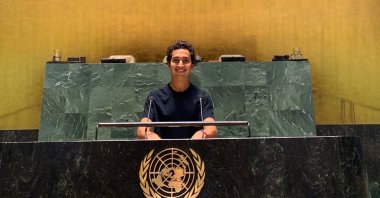 A photo of Can Remzi Ergen from their rehearsals in the United Nations’ building in Geneva. 
