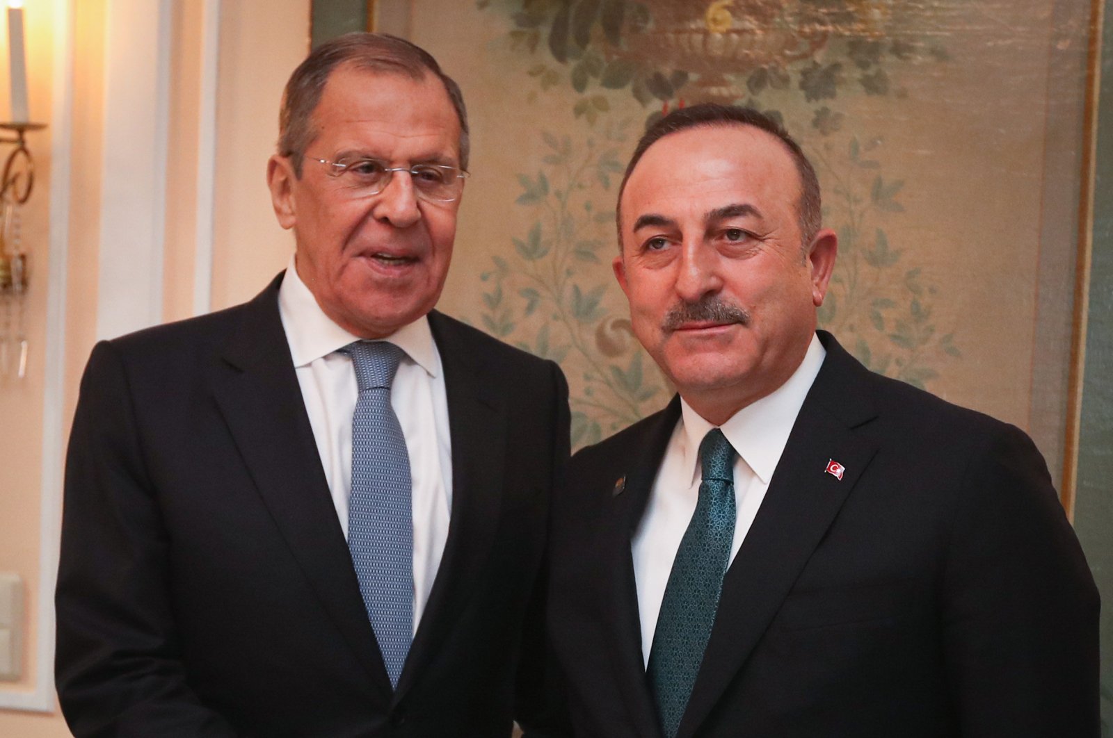 Foreign Minister Mevlüt Çavuşoğlu and his Russian counterpart Sergey Lavrov during a conference in Munich, February 17, 2020. (AA Photo)