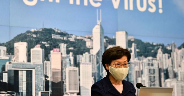 Hong Kong Chief Executive Carrie Lam speaks during a press conference at the government headquarters in Hong Kong on July 31, 2020. (AFP Photo)