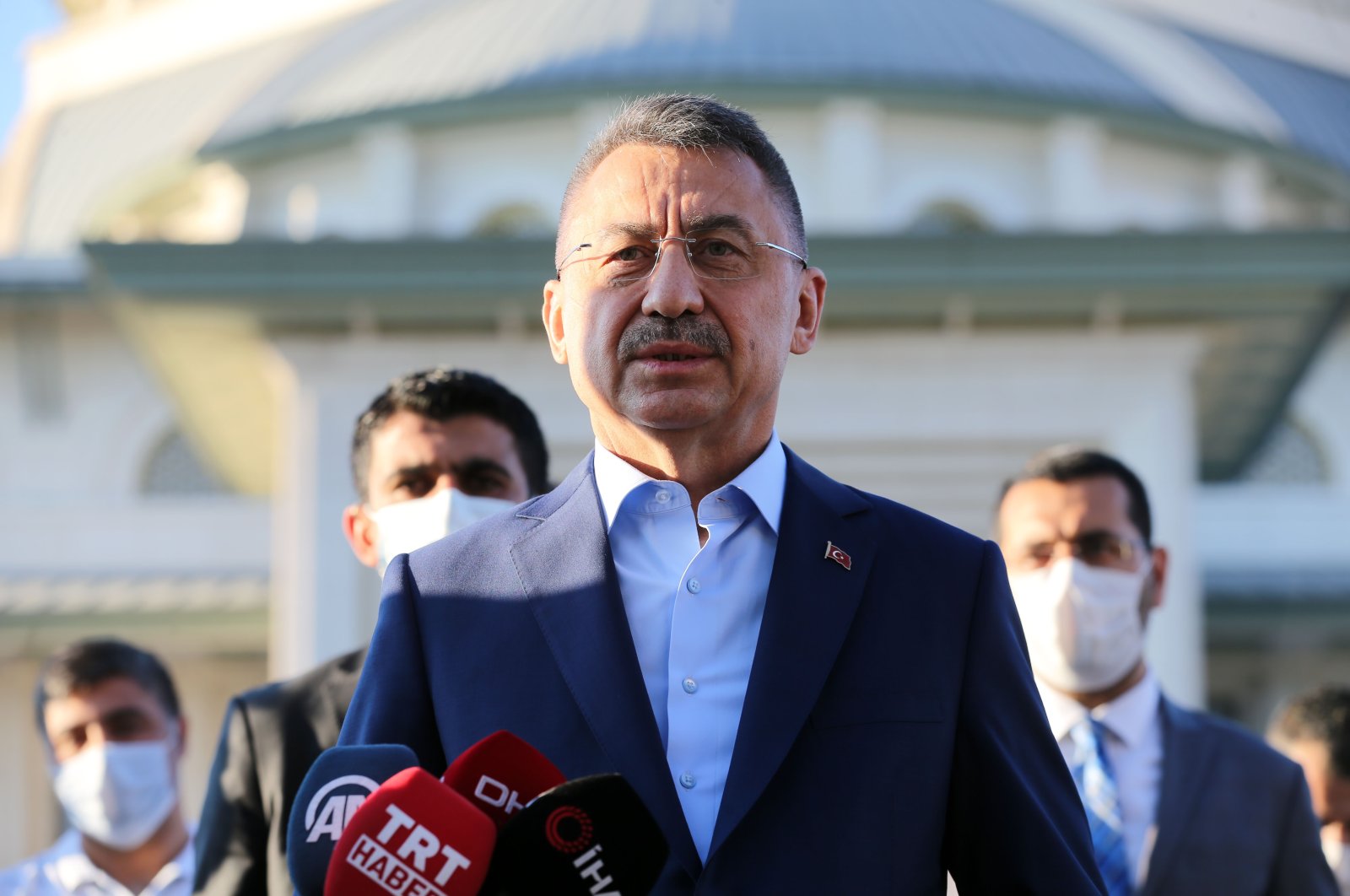 Vice President Fuat Oktay speaks in Beştepe, Ankara, July 31, 2020. (AA Photo)