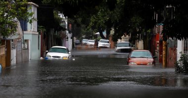 View of a flooded street in the aftermath of Hurricane Isaias, in San Juan, Puerto Rico, July 30, 2020. (EPA Photo)