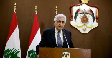 Lebanese Foreign Minister Nassif Hitti speaks at a news conference in Amman, Jordan, July 2, 2020. (Reuters Photo)