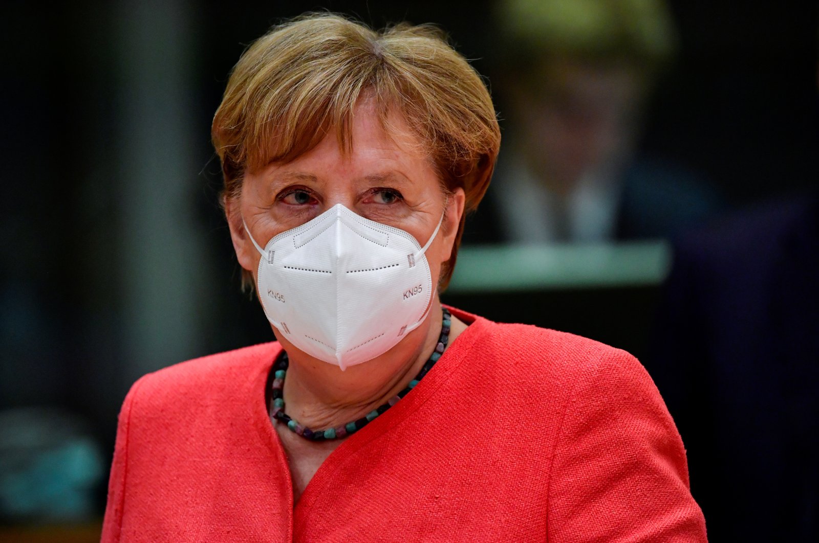 German Chancellor Angela Merkel looks on during the first face-to-face European Union summit since the coronavirus outbreak, in Brussels, Belgium, July 20, 2020. (Reuters Photo)