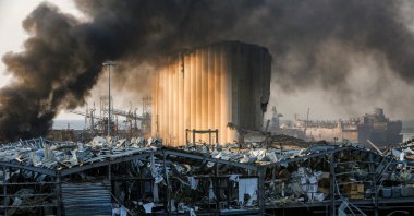 A destroyed silo at the scene of the explosion that rocked the Lebanese capital Beirut on Aug. 4, 2020. (AFP Photo)