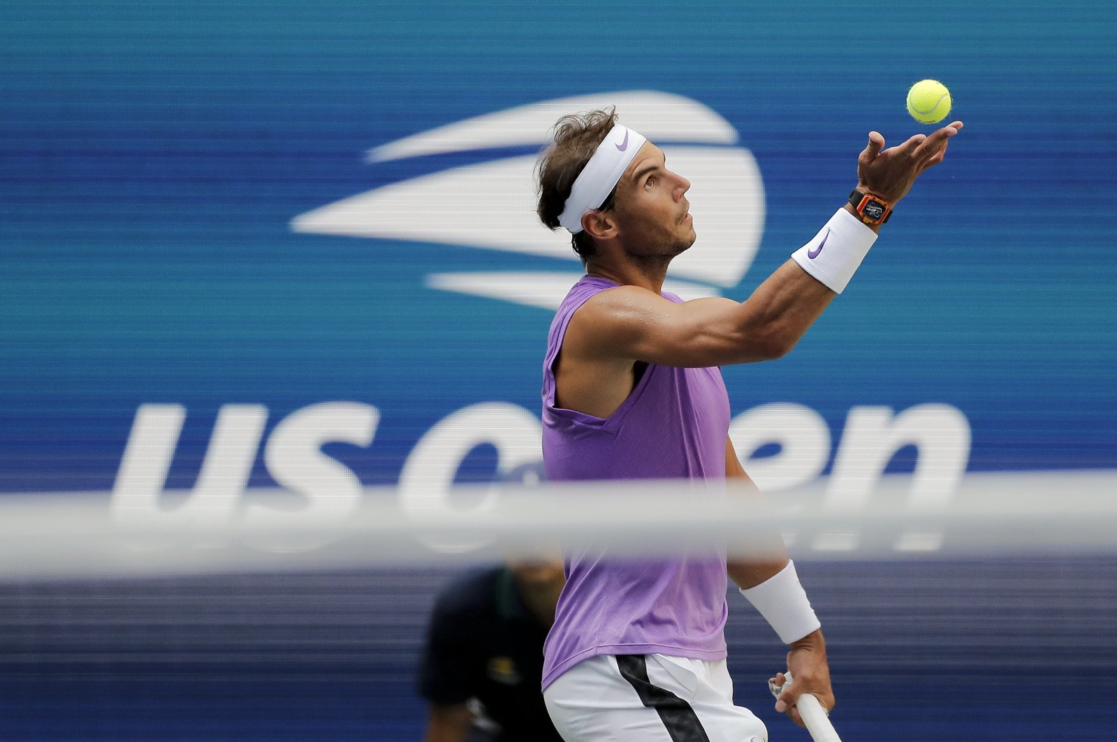 Rafael Nadal serves during a U.S. Open tennis championship match in New York, U.S., Aug. 31, 2019. (AP Photo)