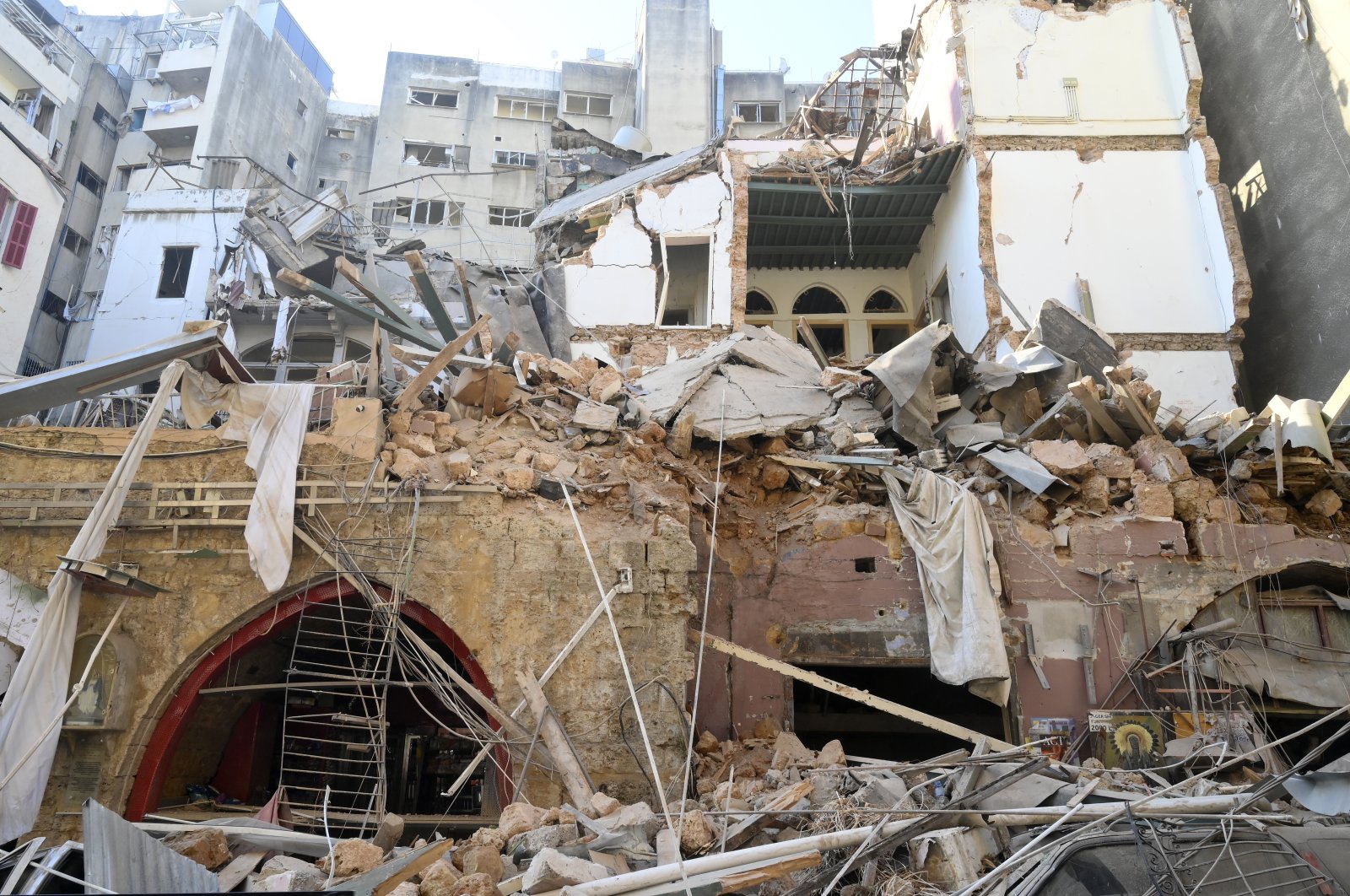 A damaged building in the aftermath of a massive explosion in Beirut, Lebanon, Aug. 5, 2020. (EPA Photo)