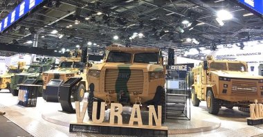 Vuran tactical wheeled armored vehicles showcased at Eurosatory international defense and security fair, Paris, France, June 2018. (AA Photo)